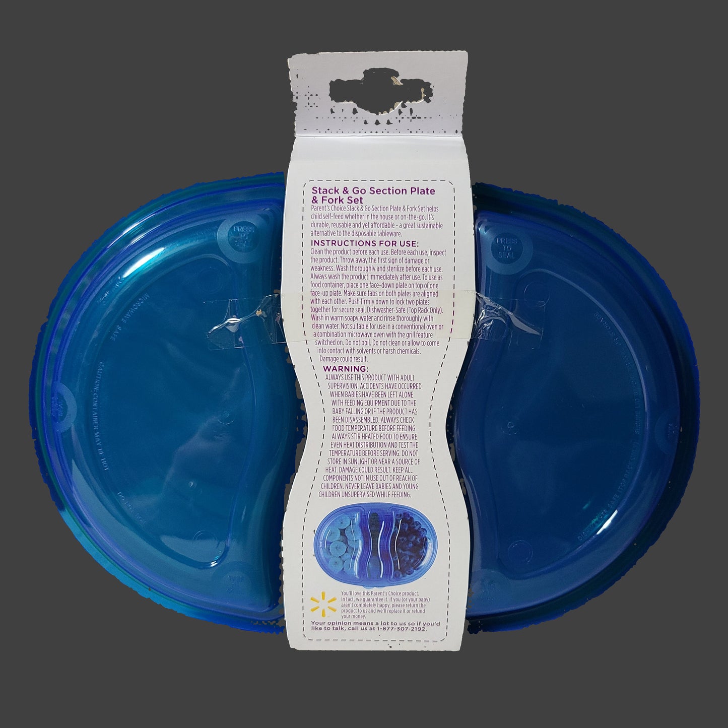 Parent's Choice 4PK Stack & Go Section Plate & Fork Set - NEW