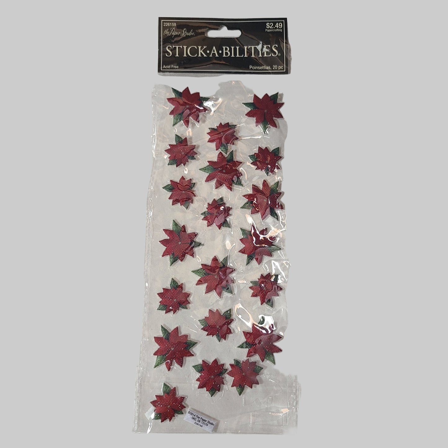20PC The Paper Studio Christmas Poinsettias Stickers - NEW