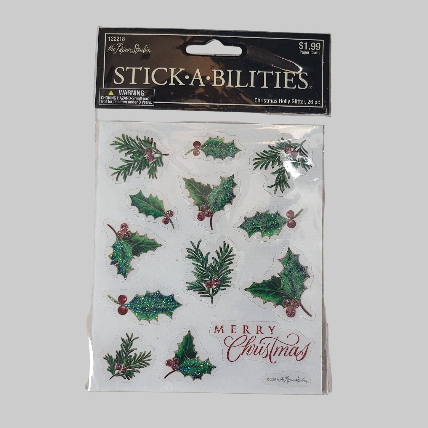 26PC The Paper Studio Christmas Holly Glitter Stickers - NEW