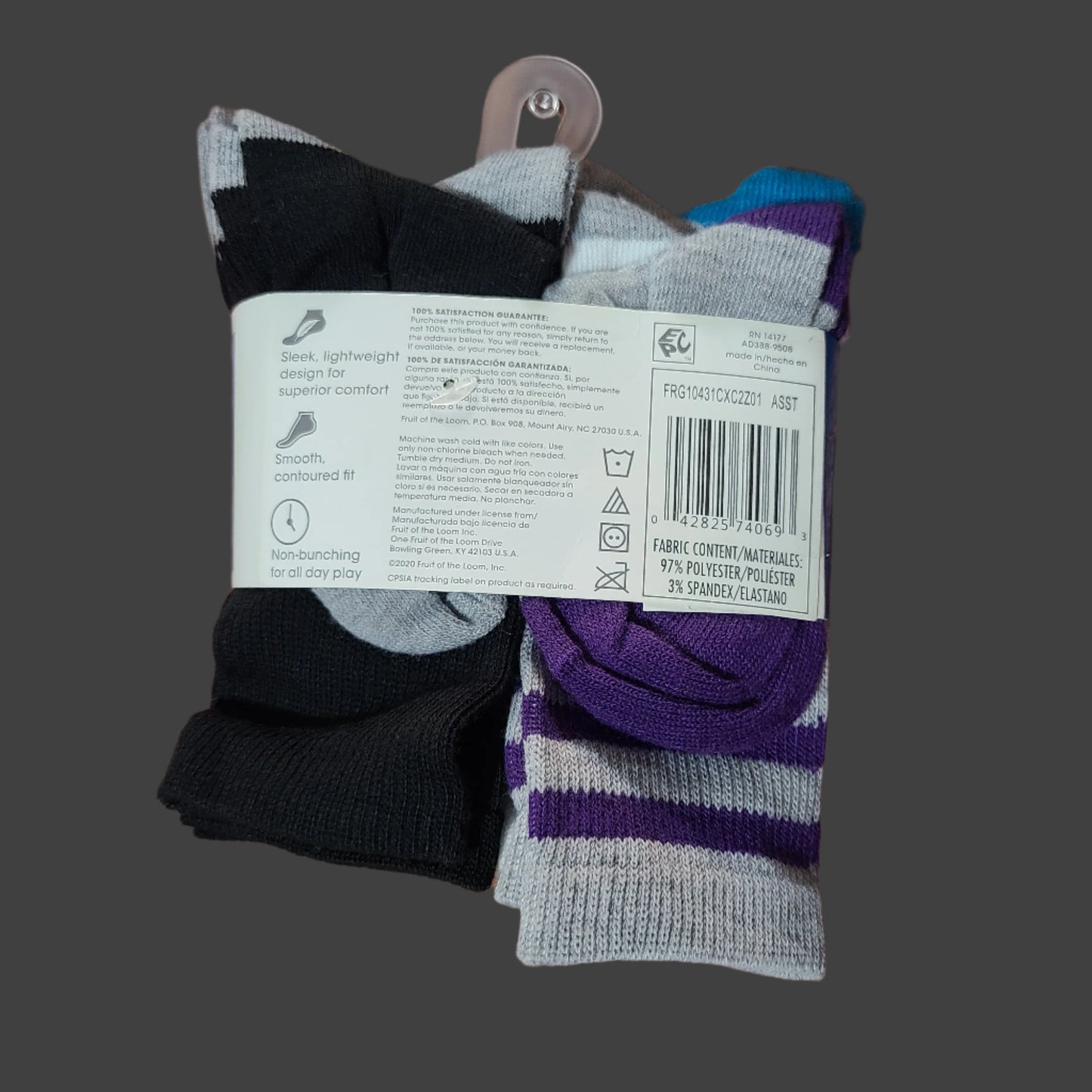 Fruit of the Loom 10 Pair Crew Socks - Small 6-10.5 - NEW