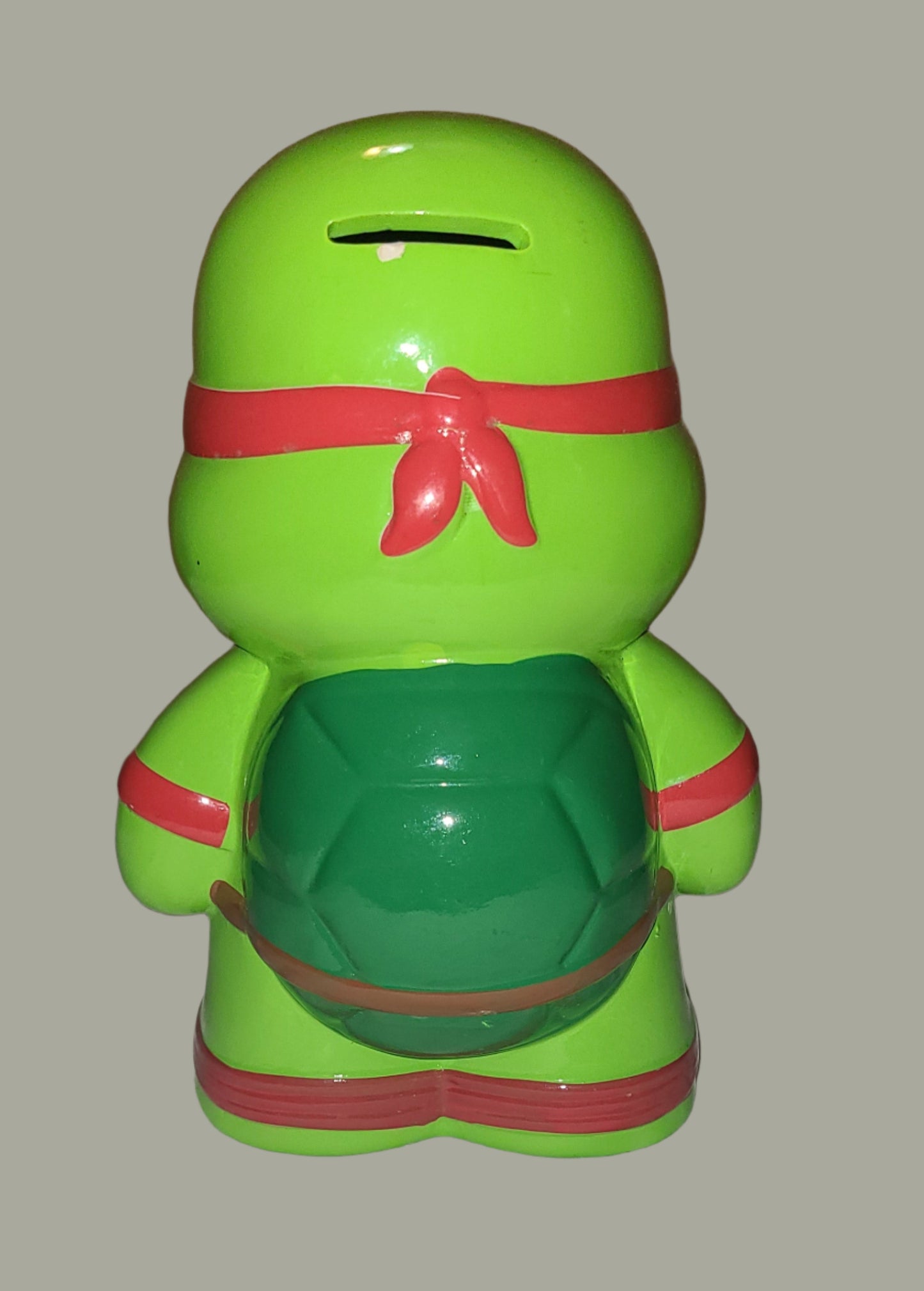 TMNT Raphael 9" Ceramic Piggy Coin Bank - Missing Plug - Some Chips - USED