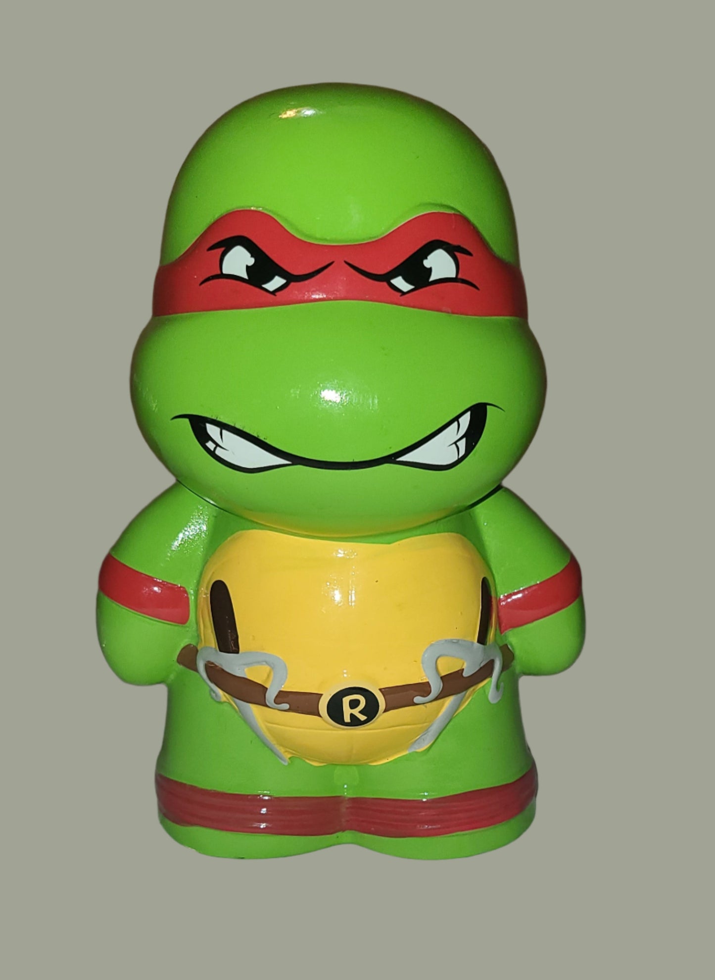 TMNT Raphael 9" Ceramic Piggy Coin Bank - Missing Plug - Some Chips - USED
