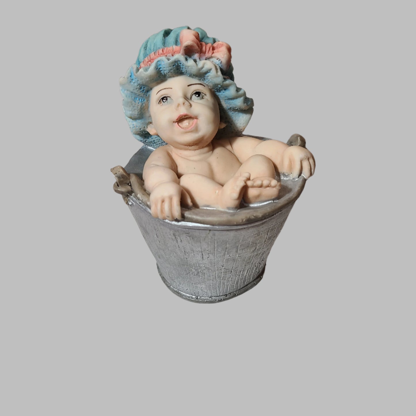 VTG Porcelain Baby in Bucket - Hand Painted - USED