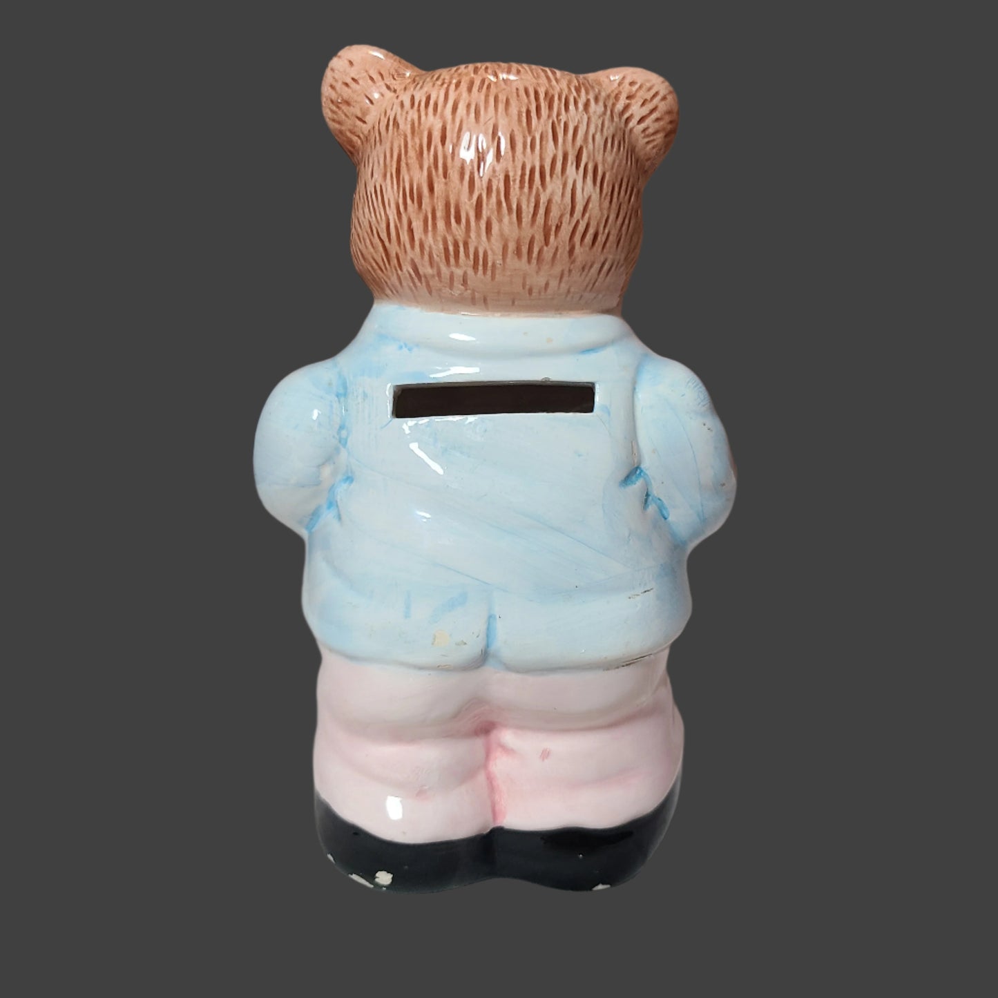 VTG Ceramic Teddy Bear w/ Instrument Coin Bank - USED