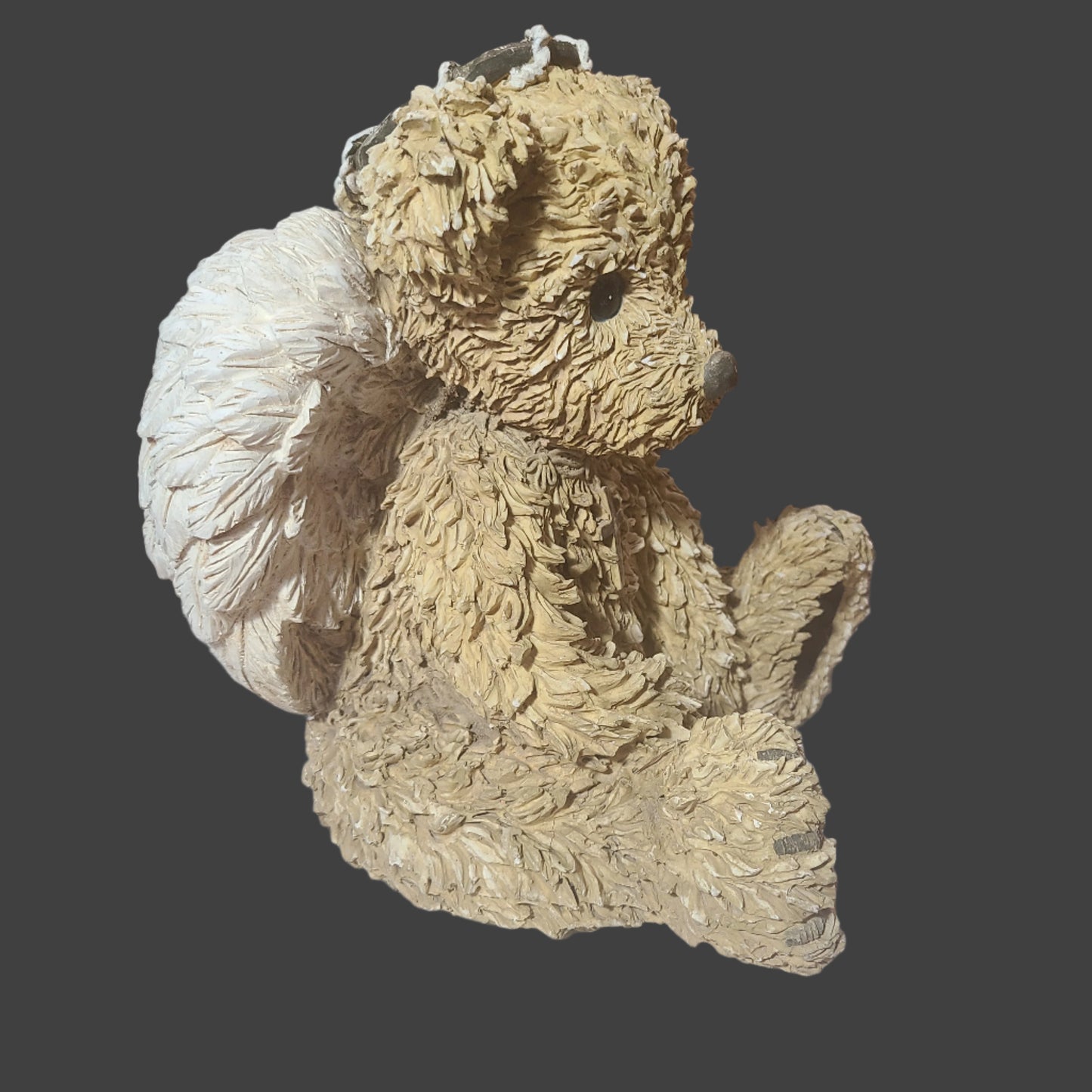 VTG Large 10.5" Angel Teddy Bear Resin Figurine - MISSING FOOT PAD - AS IS