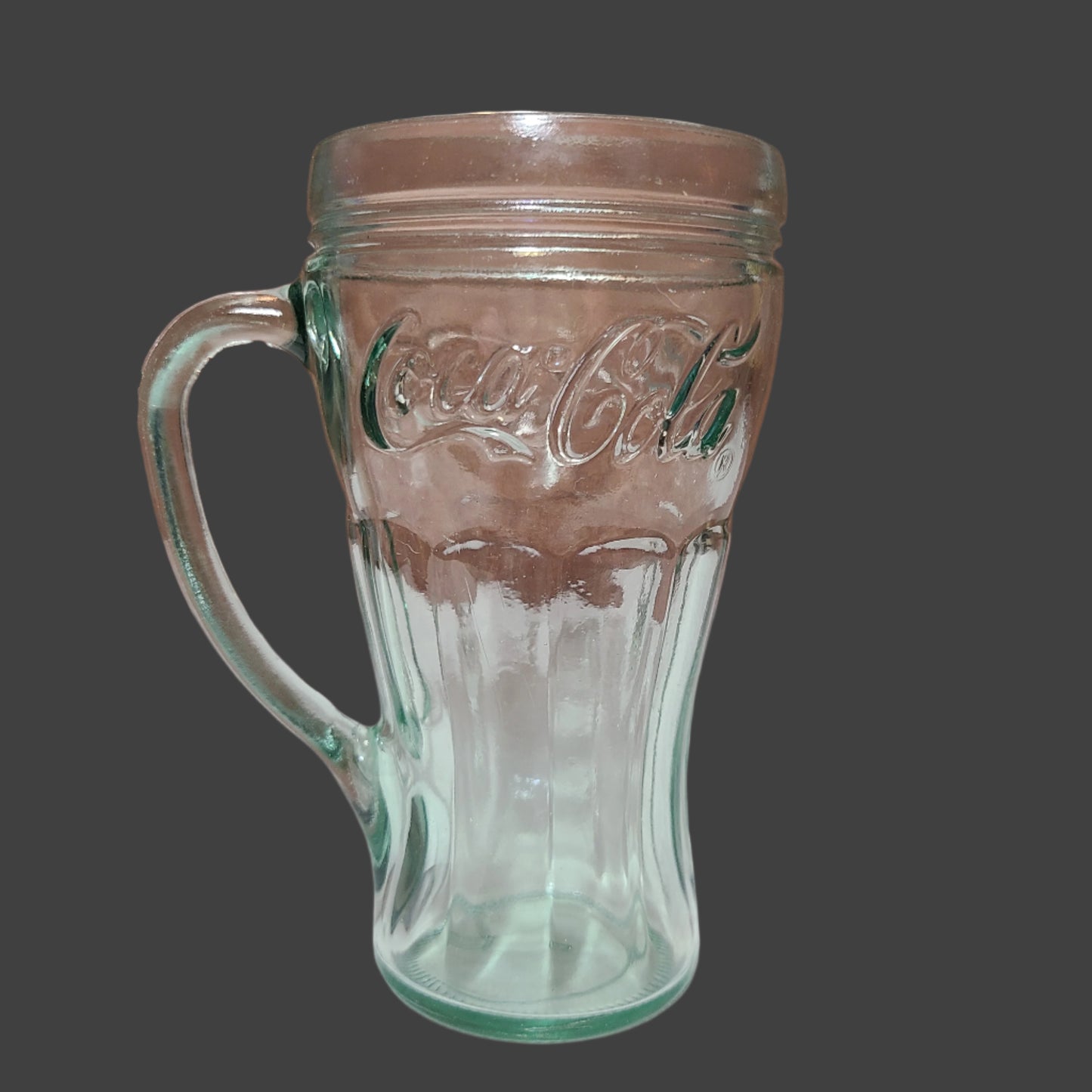 Thick Green Coca Cola 17oz Glass Mug - USED