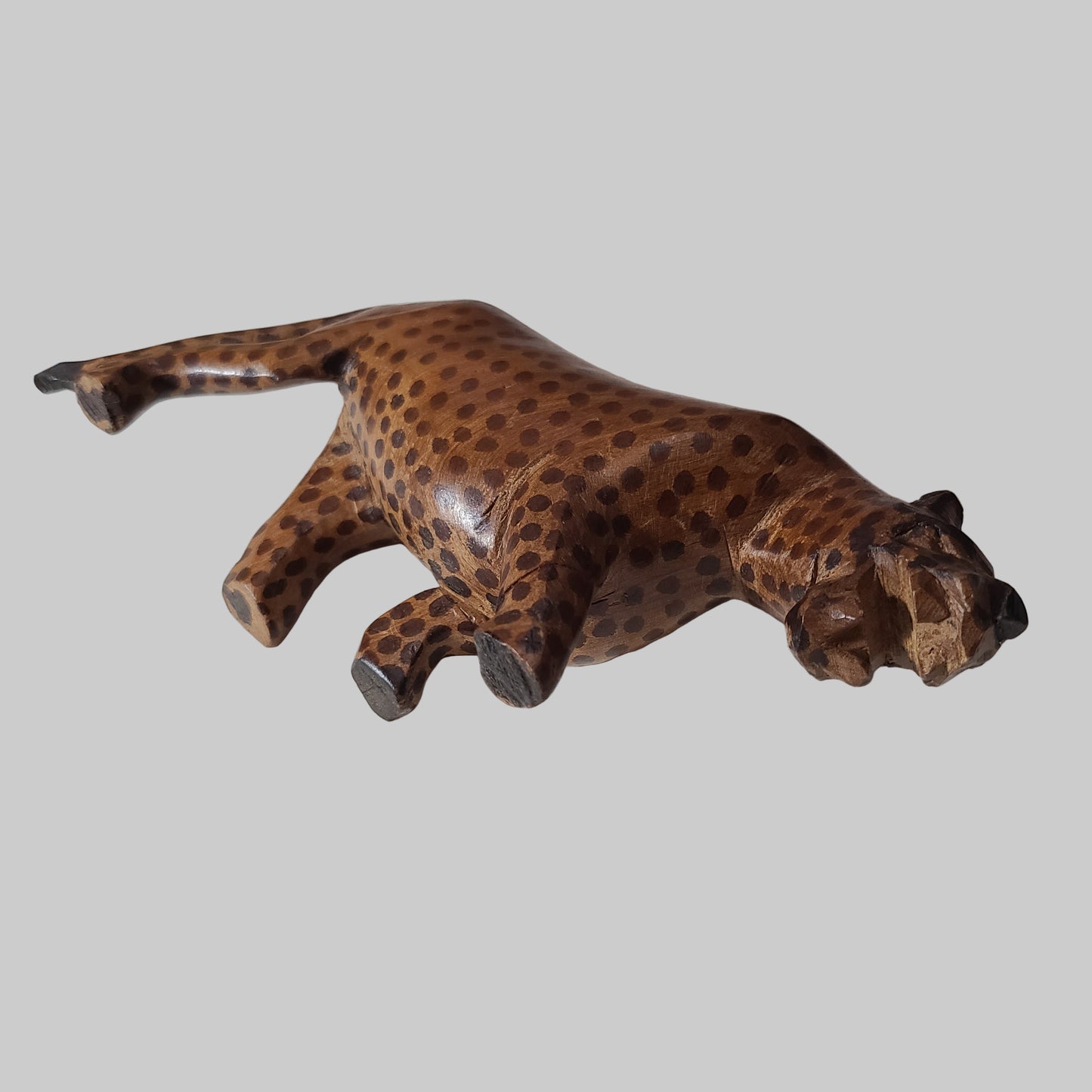 VTG Kenya Hand Carved Wooden Leopard - USED