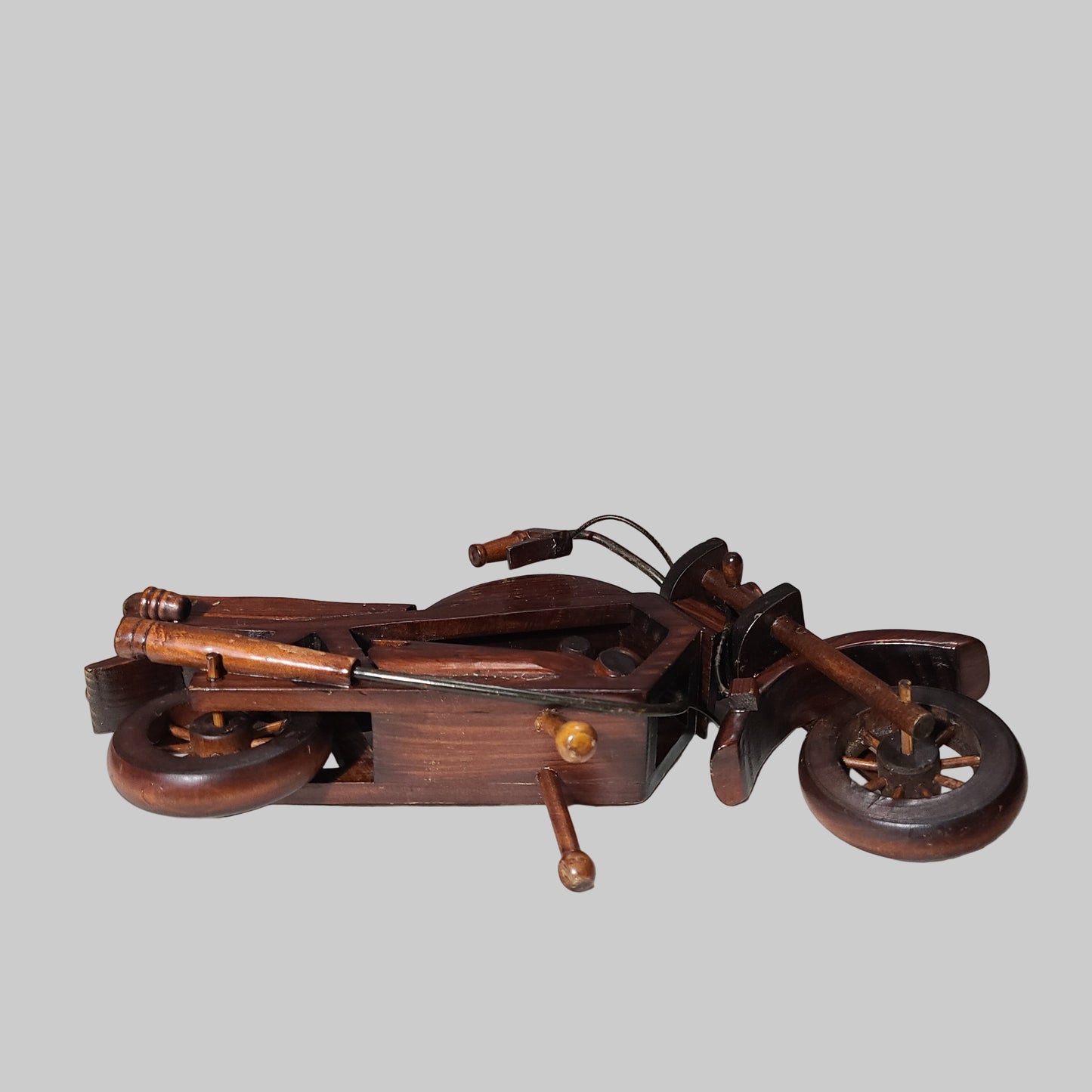 Harley-Davidson Hardtail Wooden Hand Carved Model - Missing Rear Seat Back - AS IS