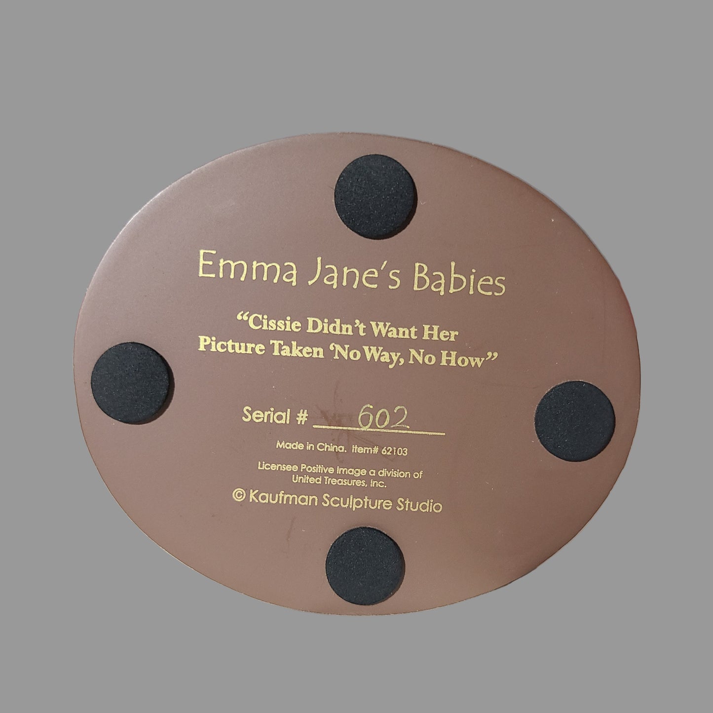 Retired Emma Jane's Babies "Cissie Didn't Want Her Picture Taken 'No Way, No How" Figurine - USED