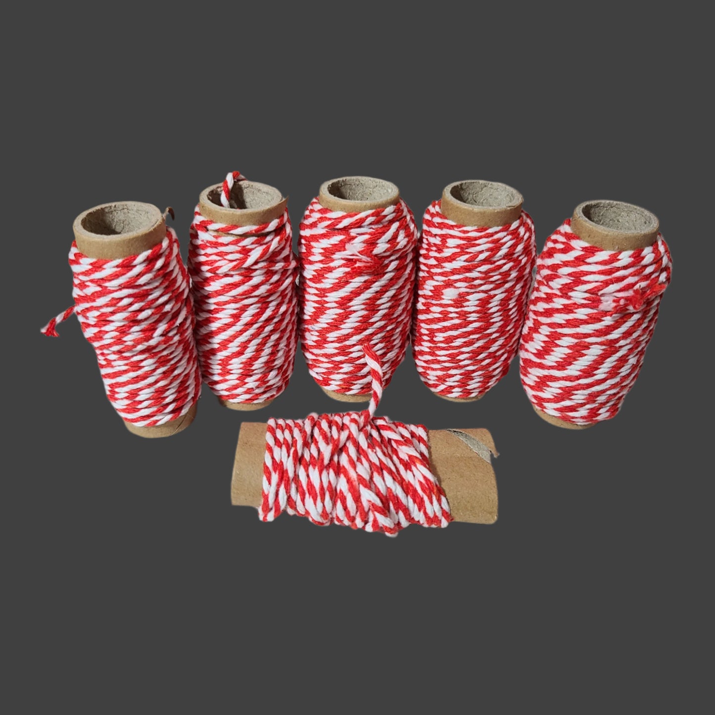 6 Partial Two-Tone Red & White Twine - AS IS