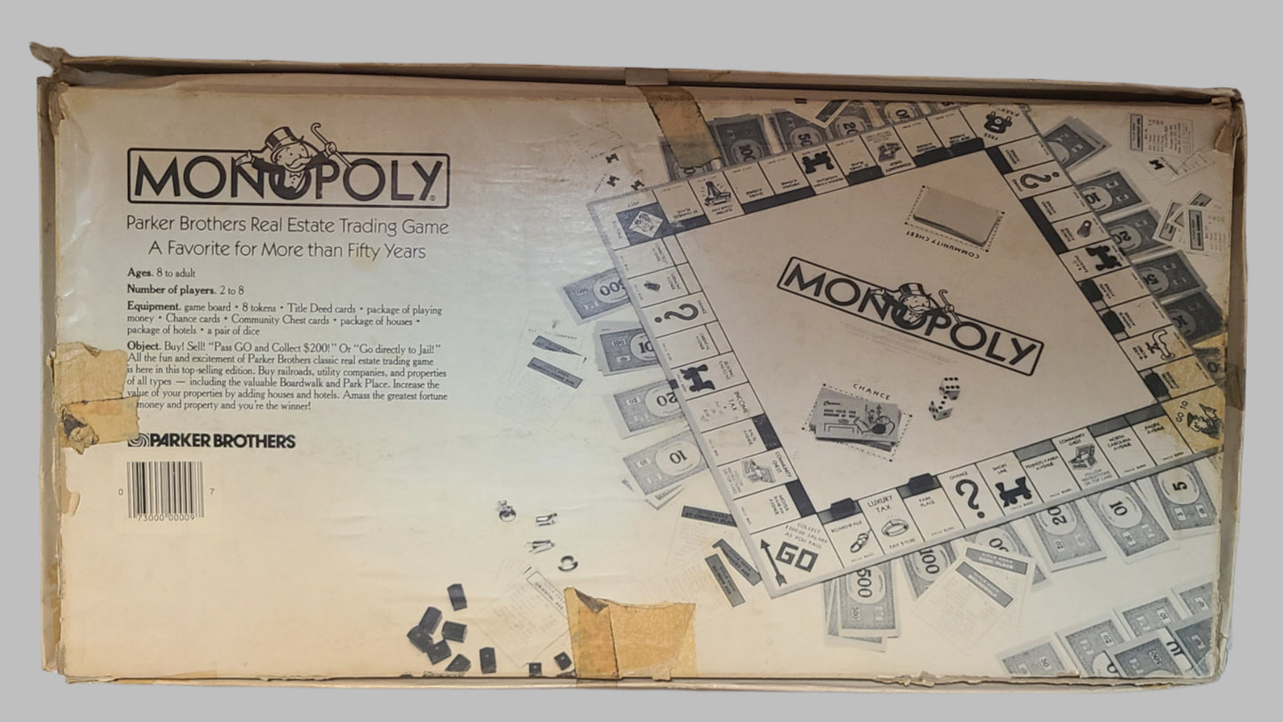 VTG 1985 Monopoly - Missing 2 Player Pieces - AS IS