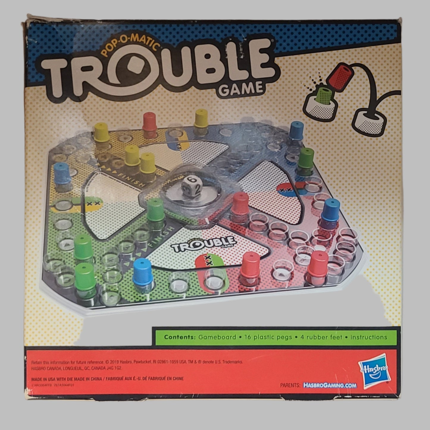 Hasbro Gaming Pop-O-Matic Trouble Game - Copyright 2019 - USED