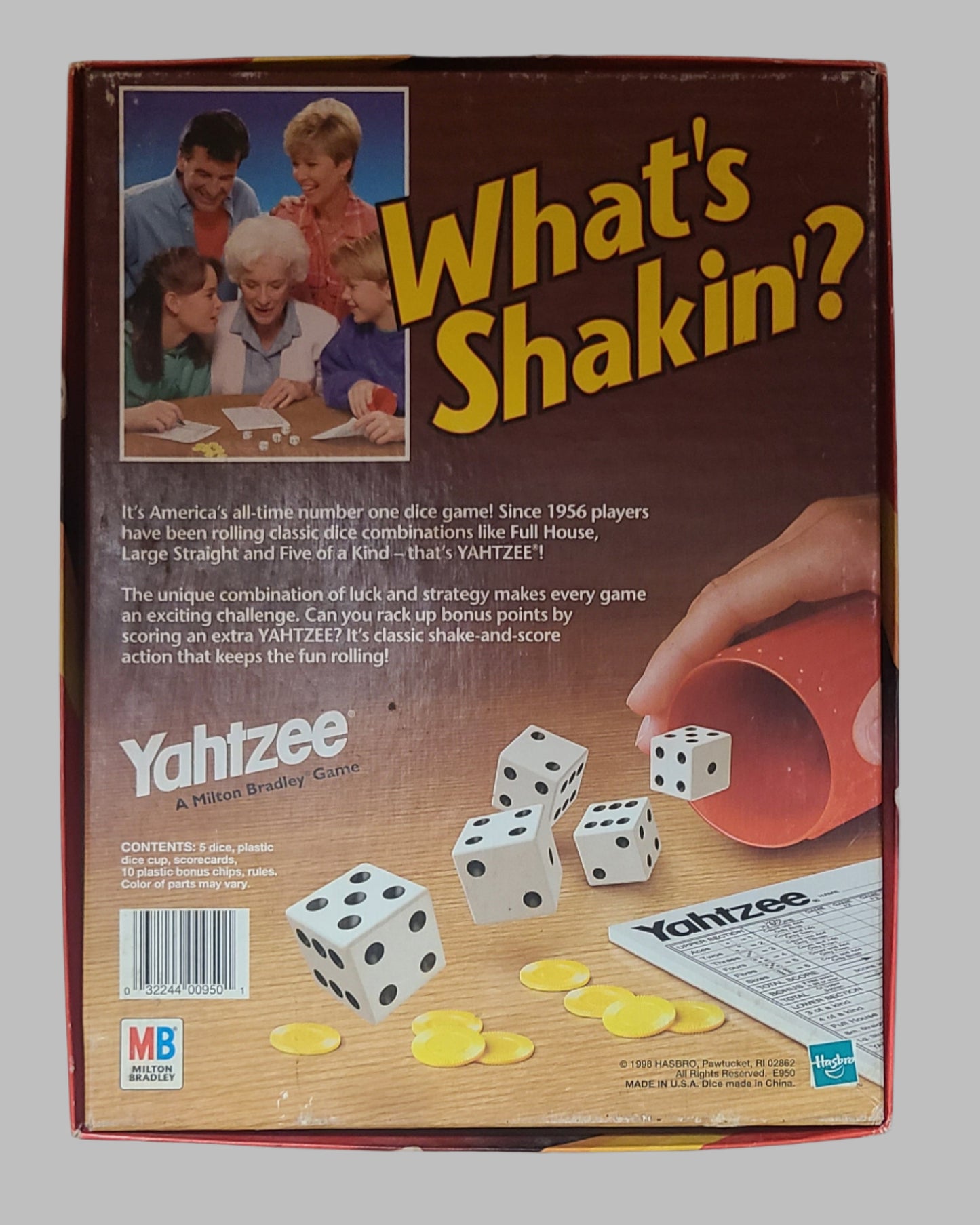 Hasbro Yahtzee Game - Copyright '98 - Missing Scorepad - AS IS
