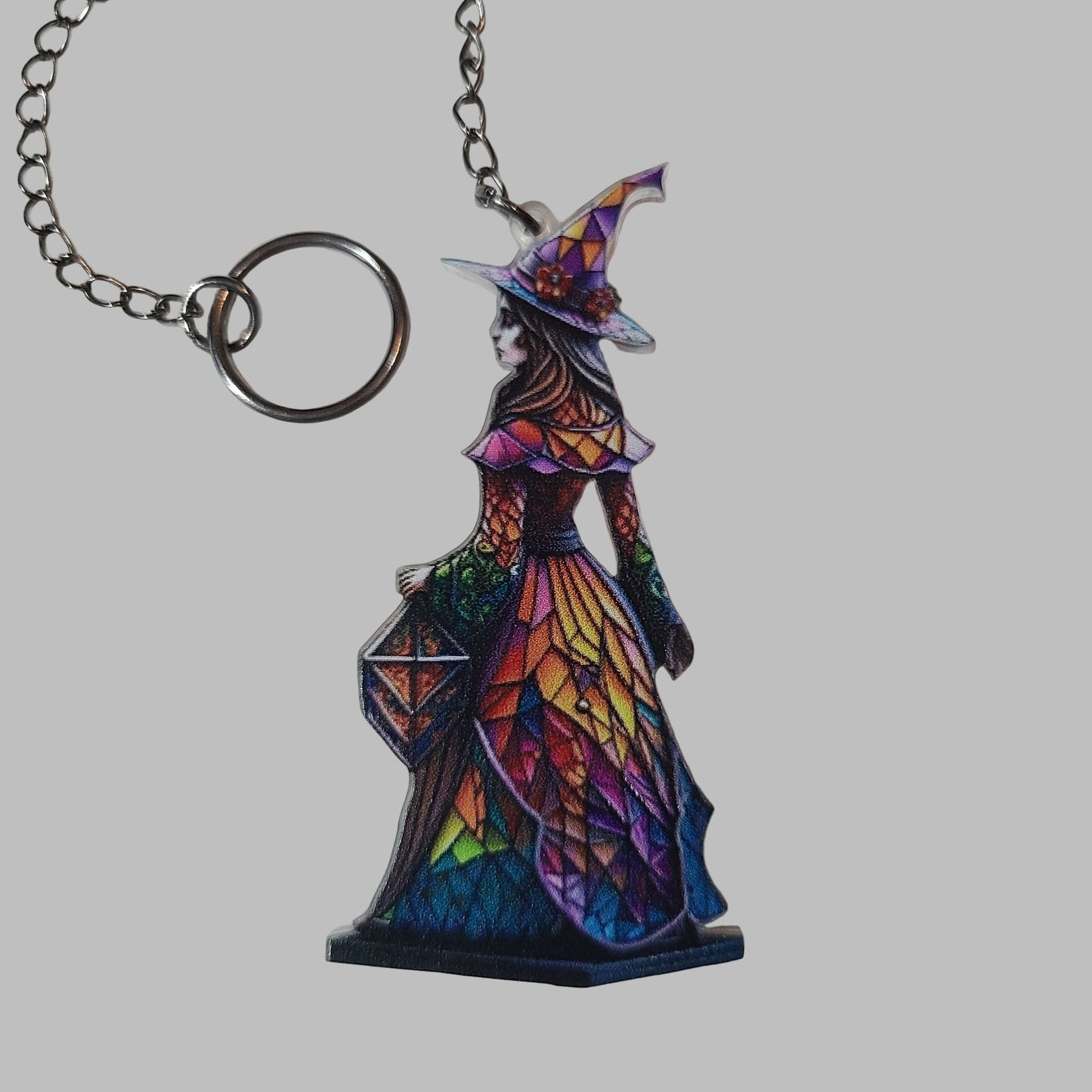 Acrylic Halloween Witch Pendant w/ Keychain - LIKE NEW