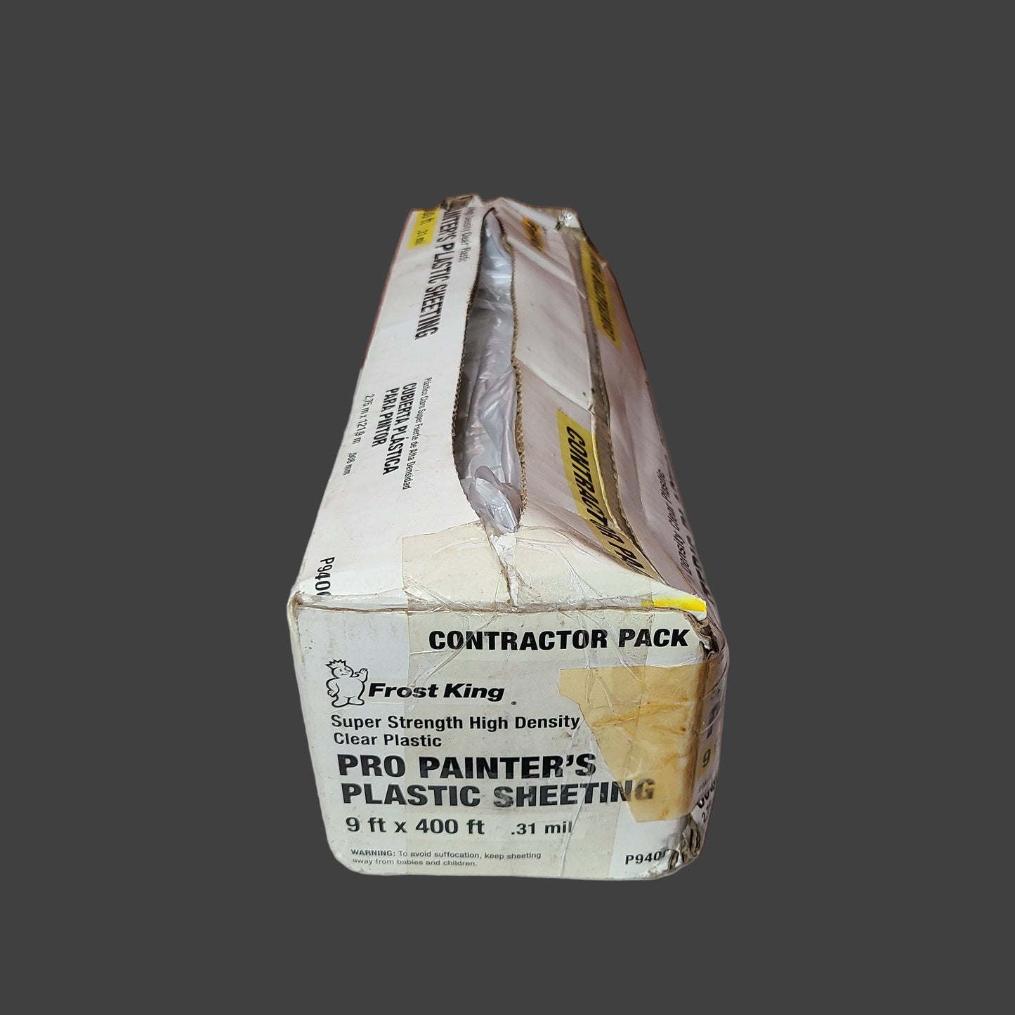 Frost King P9400 High Density Painter's Clear Plastic Sheeting Dispenser Pack - Small Portion Used - AS IS