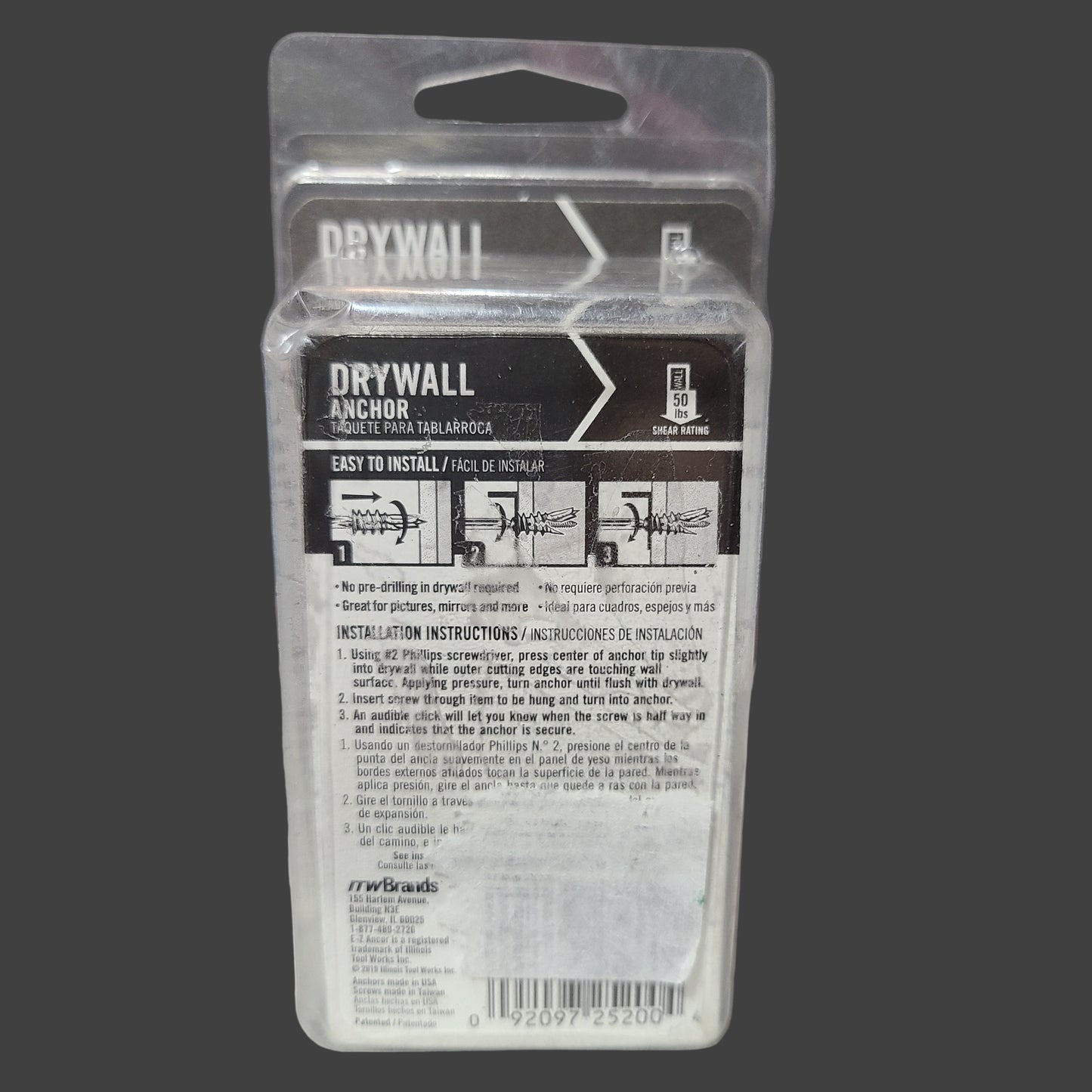 E-Z Ancor #6 Drywall Anchor - 26CT Screws Only - AS IS