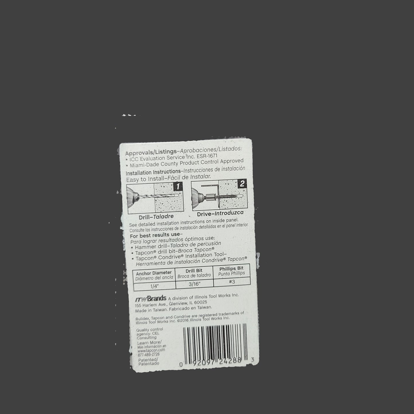 Tapcon 24CT Phillips 1/4" x 2-3/4" Screws - AS IS