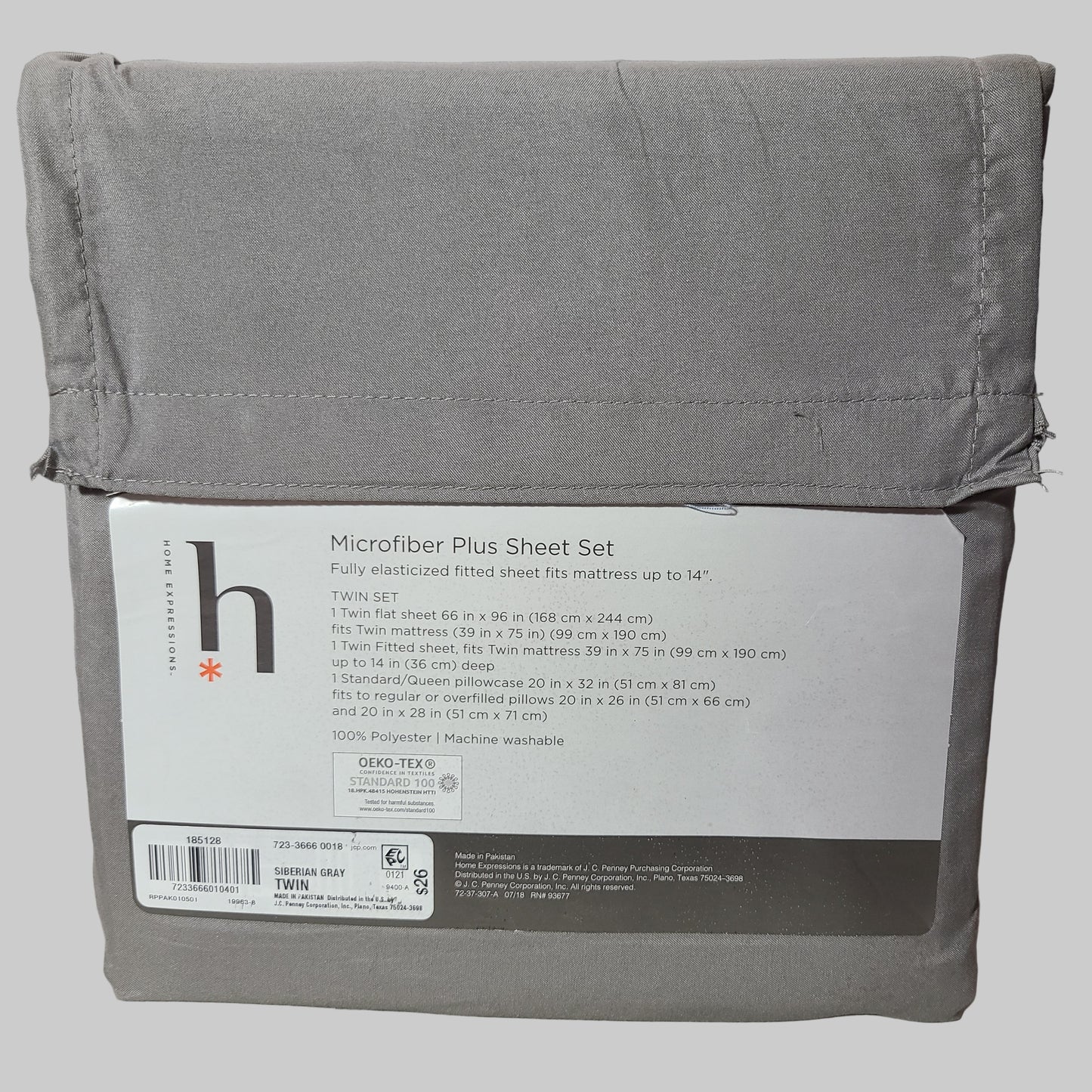 Home Expressions Siberian Gray Microfiber Plus Sheet Set - Twin - NEW