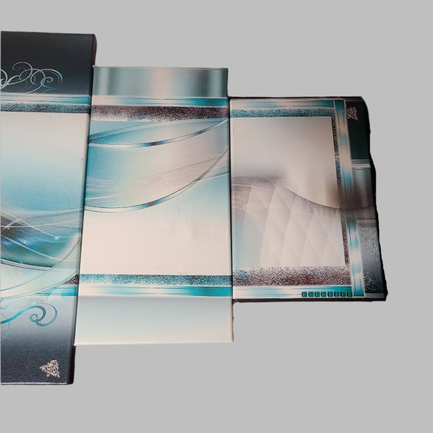 5PC Banmu Turquoise Lily Flower Canvas Wall Art - LIKE NEW