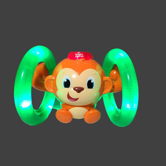 Bright Starts Roll & Glow Monkey w/ Sounds - New Batteries - USED
