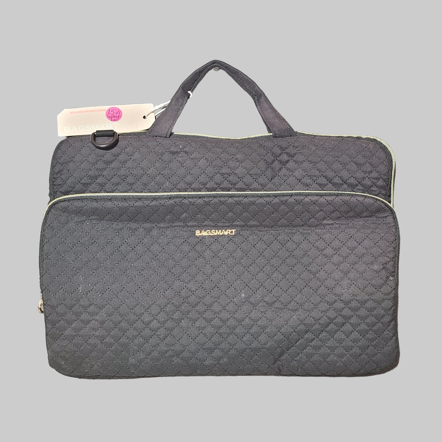 Bagsmart 15.5" Black Quilted Laptop Bag w/ Cross Body Strap - NEW