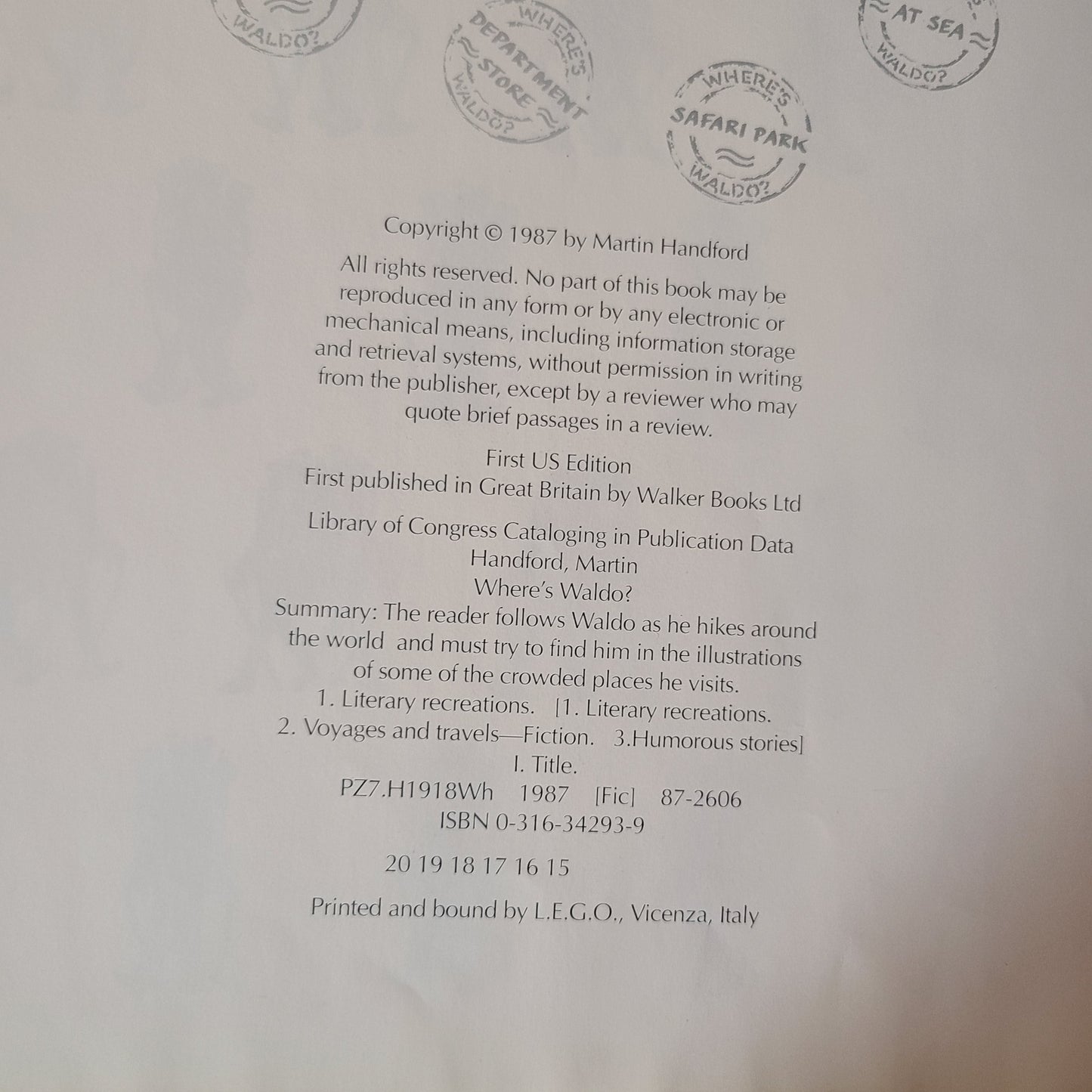 HC Where's Waldo? By Martin Handford - Copyright 1987 - FIRST EDITION - LIKE NEW