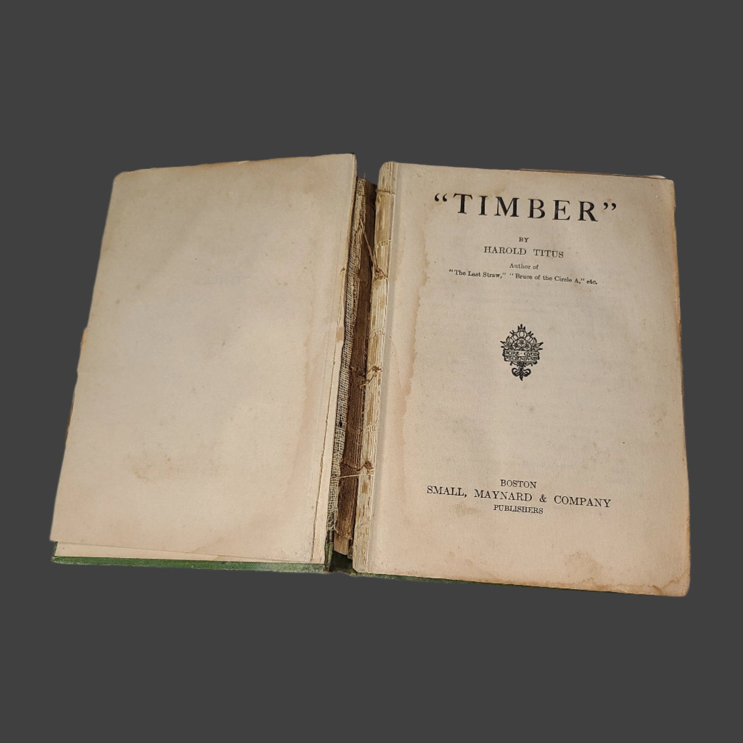HC VTG "Timber" by Harold Titus - Copyright 1922 - Writing Inside - USED