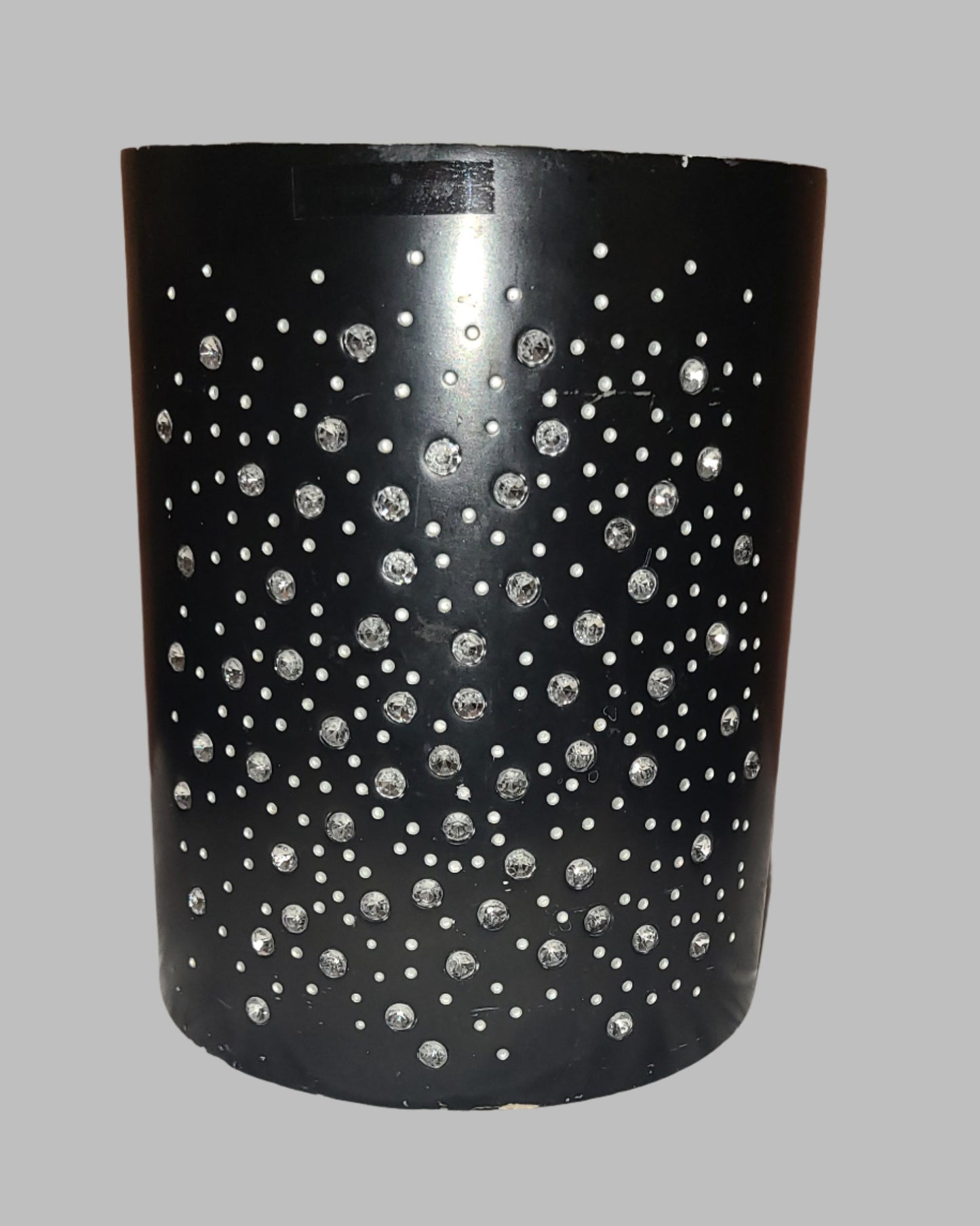 Black Bedazzled Bathroom Trash Bin - Paint is Chipped/Worn - USED