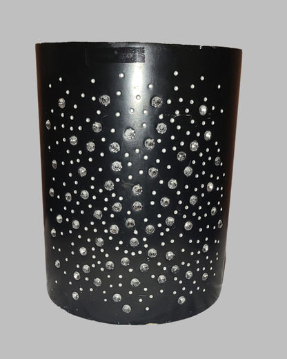 Black Bedazzled Bathroom Trash Bin - Paint is Chipped/Worn - USED