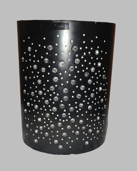 Black Bedazzled Bathroom Trash Bin - Paint is Chipped/Worn - USED