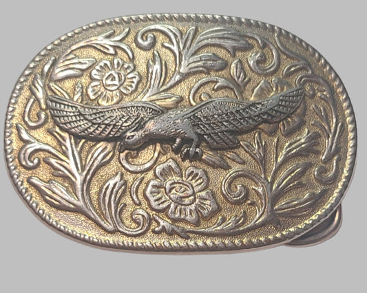 Silver & Gold Eagle Belt Buckle – USED