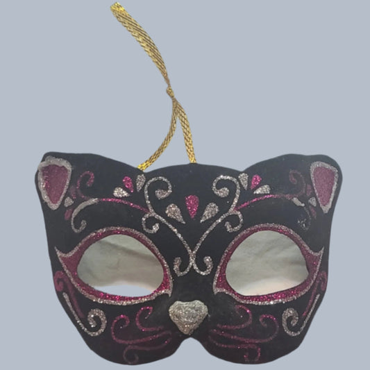 Girl’s Cat Costume Mask – Pink & Silver Design - USED