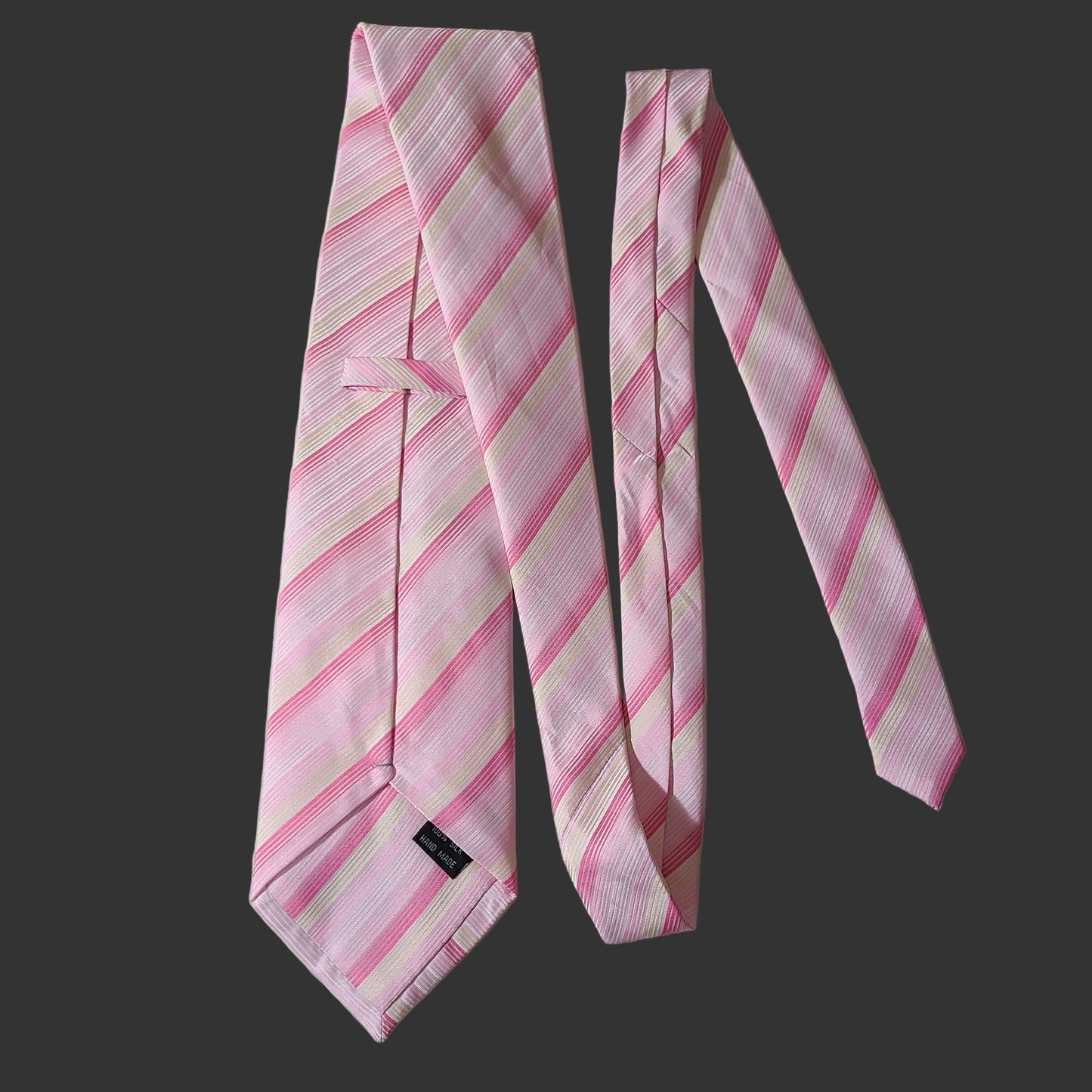 Unbranded Pink Striped Silk Tie - LIKE NEW