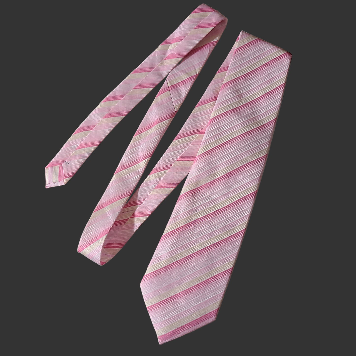 Unbranded Pink Striped Silk Tie - LIKE NEW