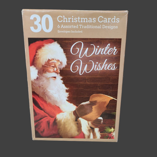 Gold Box Christmas Cards - 30CT - 6 Assorted Traditional Designs - Envelopes Incl. - NEW
