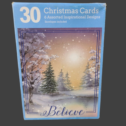 Blue Box Christmas Cards - 30CT - 6 Assorted Traditional Designs - Envelopes Incl. - NEW