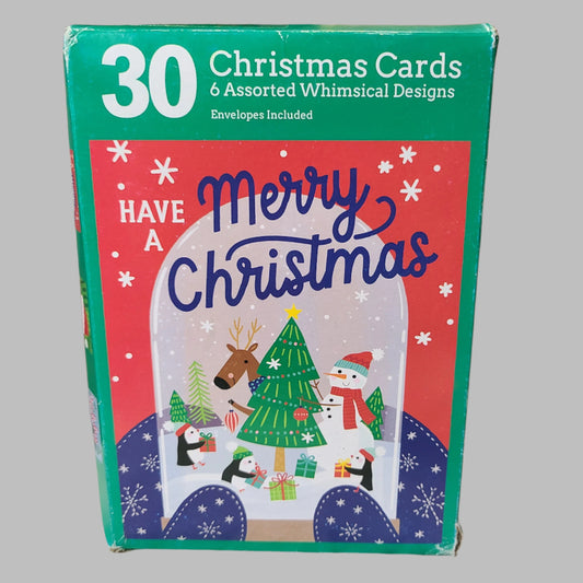Green Box Christmas Cards - 30CT - 6 Assorted Traditional Designs - Envelopes Incl. - NEW
