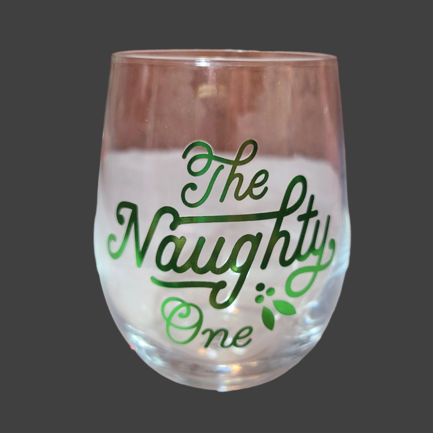Hallmark - The Naughty One and The Nice One - Stemless Wine Glasses - LIKE NEW