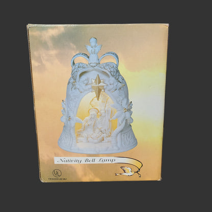VTG Ceramic Christmas Nativity Bell Lamp - Tested - USED