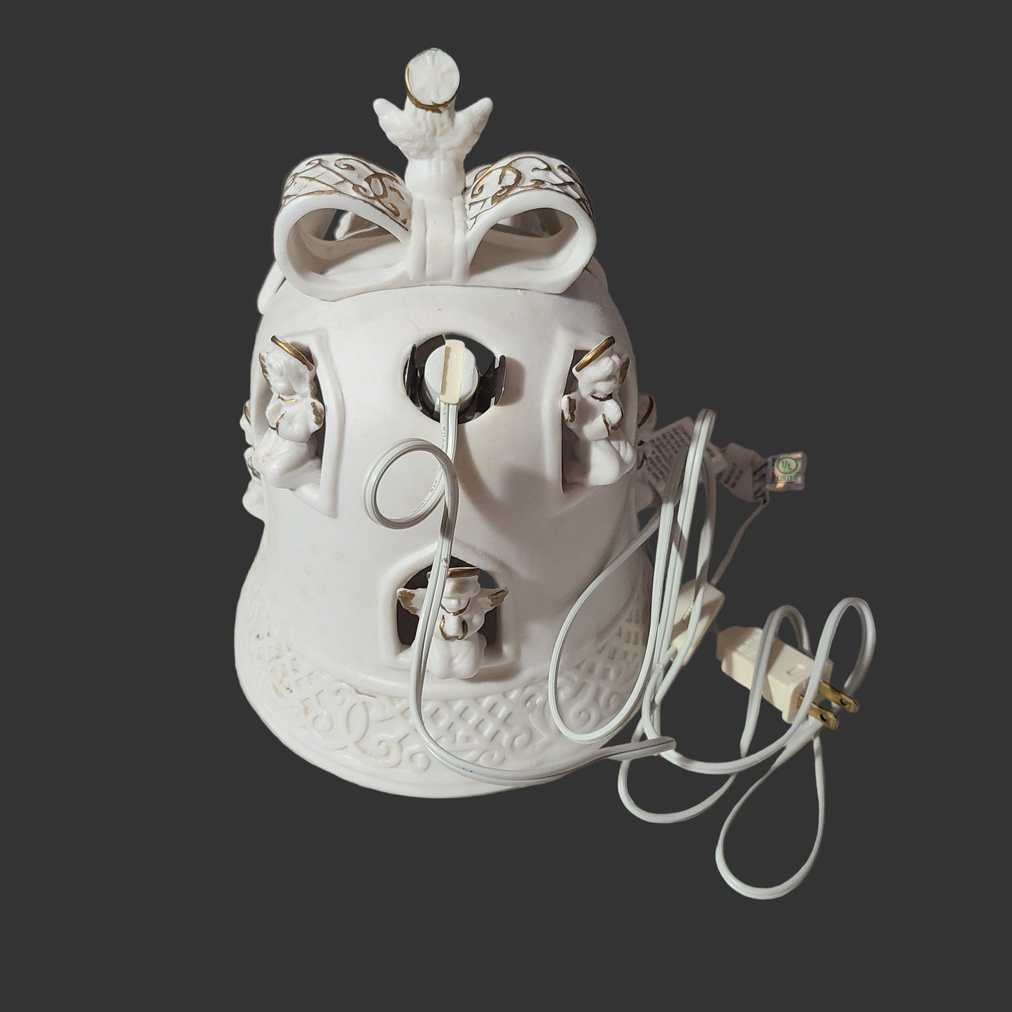 VTG Ceramic Christmas Nativity Bell Lamp - Tested - USED