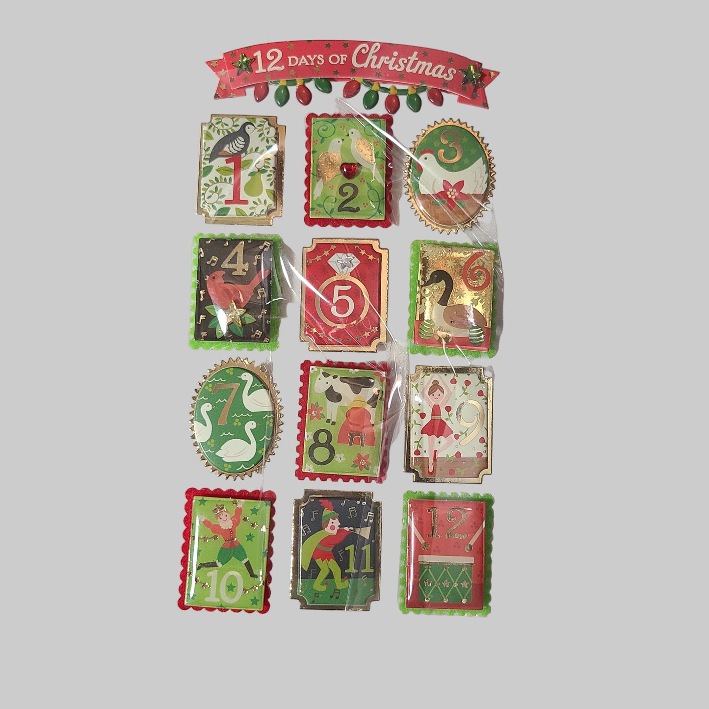 13PC 12 Days of Christmas Stickers - NEW