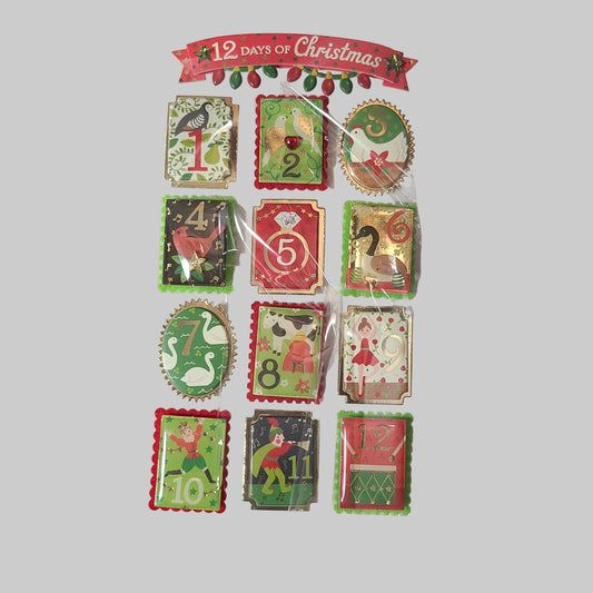 13PC 12 Days of Christmas Stickers - NEW