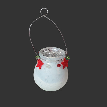 Handmade Christmas Candle Holder w/ Handle - USED