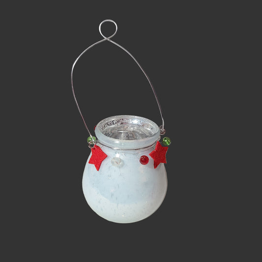 Handmade Christmas Candle Holder w/ Handle - USED