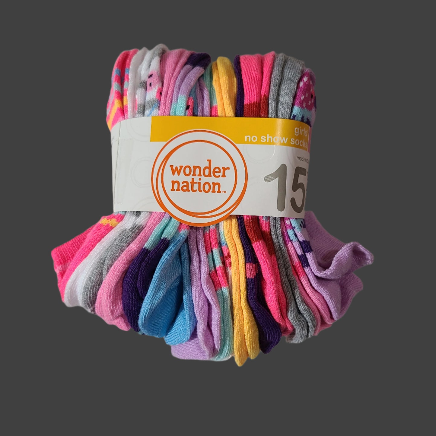 Wonder Nation 15 Pair Girls' No Show Socks - Small 6-10.5 - NEW