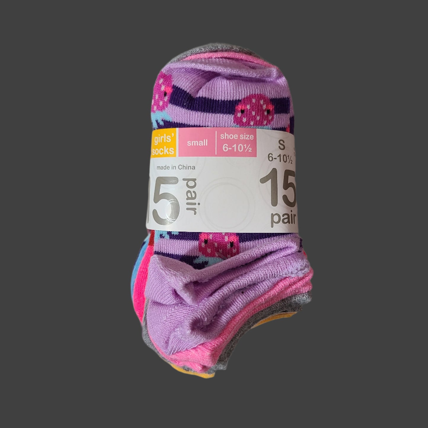 Wonder Nation 15 Pair Girls' No Show Socks - Small 6-10.5 - NEW