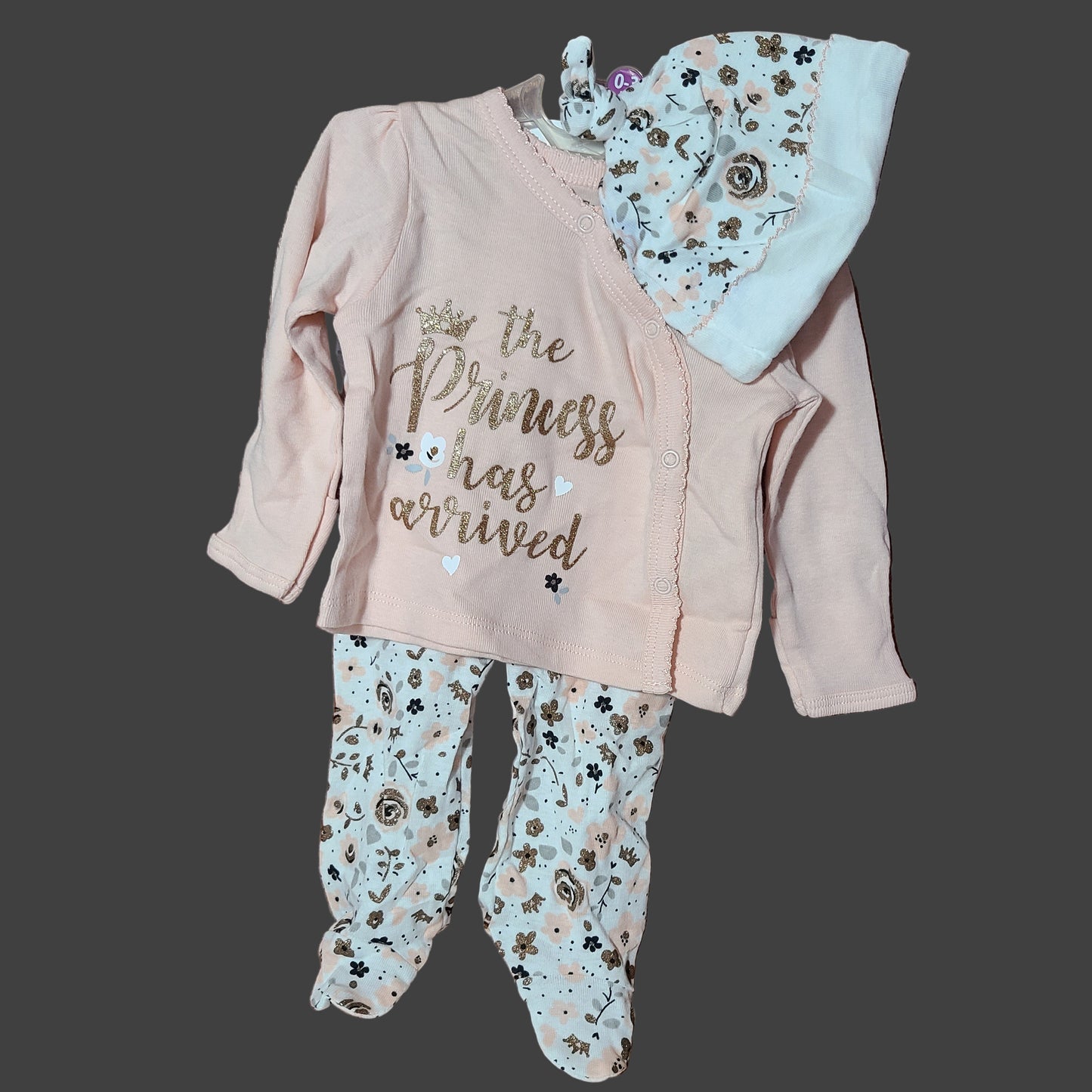 0-3M Gerber 3 Piece "The Princess Has Arrived" Set - NEW