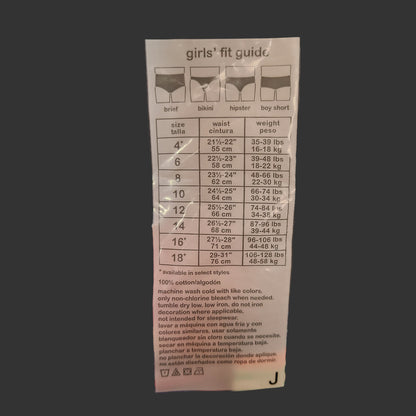 6PK Wonder Nation Girls' Hipsters - Size 10 - Partial Pack - AS IS