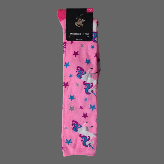 Beverly Hills Polo Club Knee High Unicorn Socks - 1 Pair - Size 5-9 - NEW
