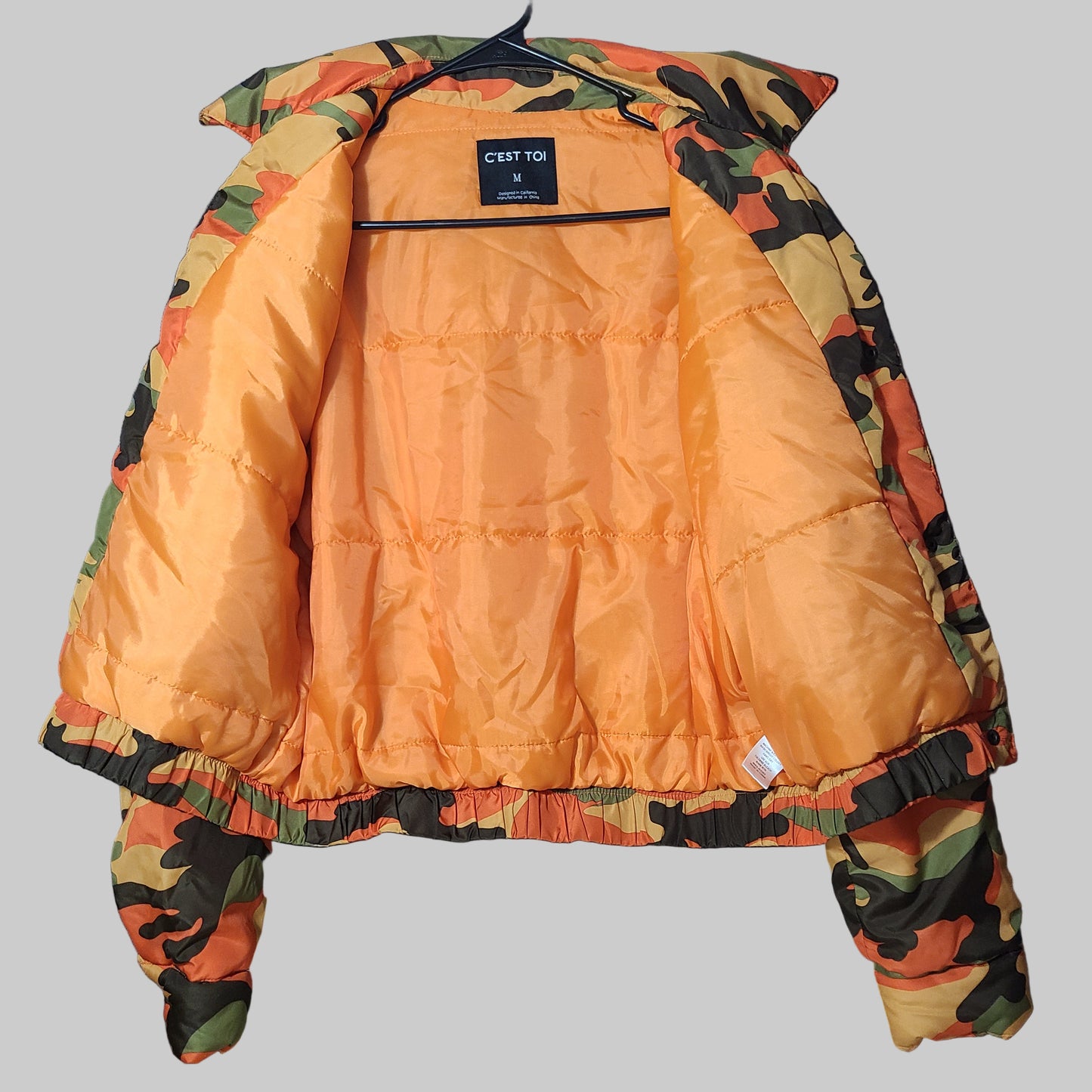 C'est Toi Women's M Orange Camo Coat - LIKE NEW